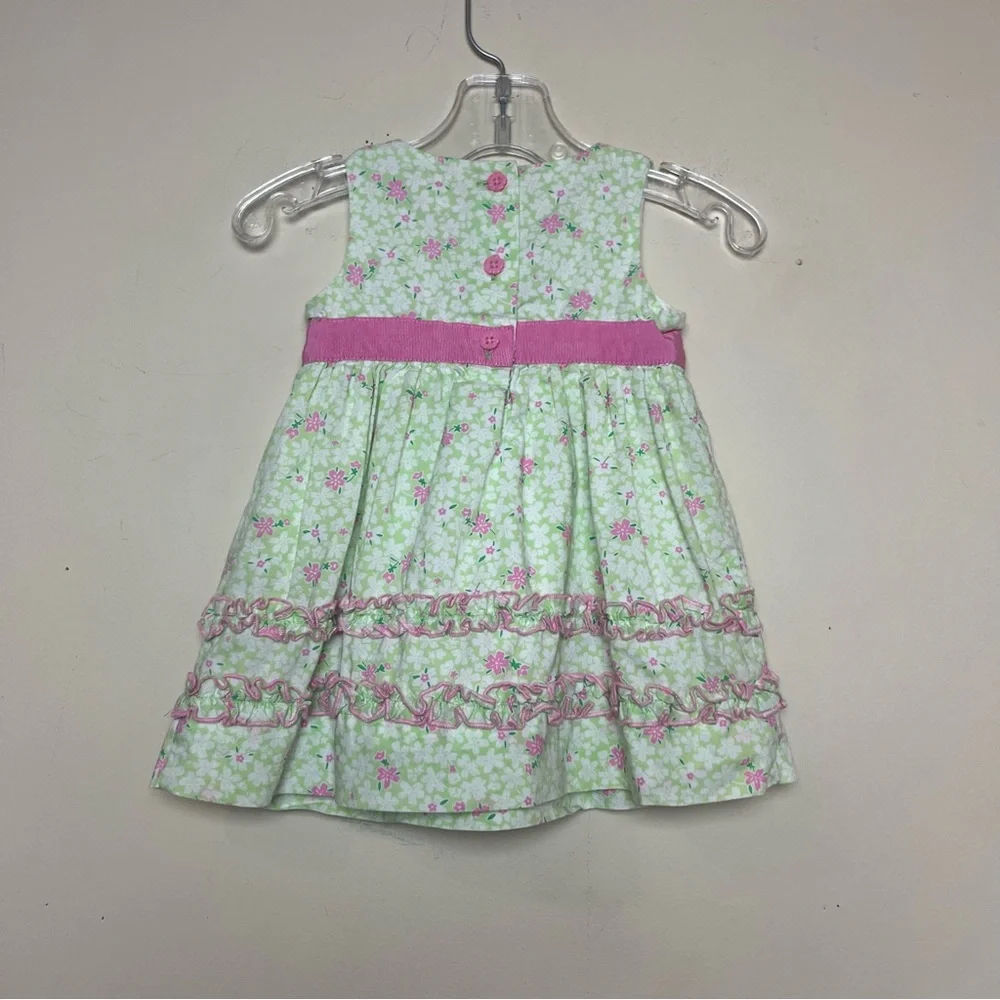 OshKosh B’gosh‎ Green and Pink Floral Lined 100% Cotton Dress 6 Months